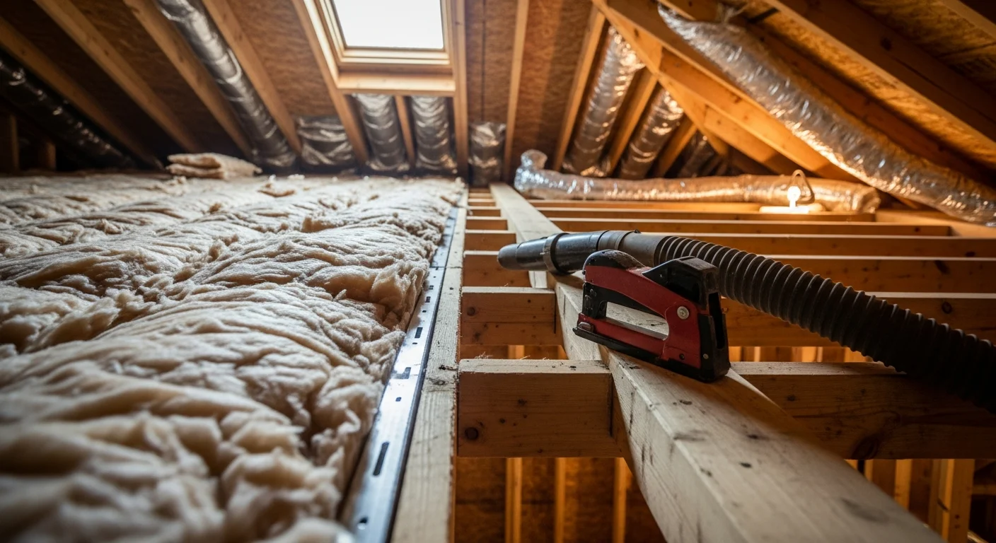 Insulation removal and replacement in residential attic space