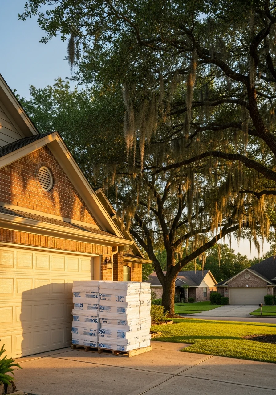 Conroe homeowner in front of property showing typical area architecture.